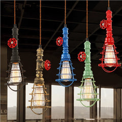 HEIKESZ American retro water pipe ceiling light restaurant coffee shop creative clothing store LOFT industrial style multi head combination light