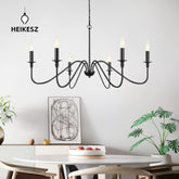 HEIKESZ Simple Luxury American Iron Chandelier Ceiling Light for Living Room Dining Bedroom Farmhouse Balcony Hallway Lighting