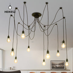 HEIKESZ Retro Long-Line Tiantian Loose Flower Chandelier Nordic Guest Restaurant Coffee Shop Multi-Head Bed & Breakfast Bedroom Decoration Chandelier LED Light for Bedroom Night Aesthetic Room Lamp