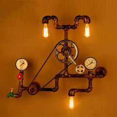 HEIKESZ Cross-Border American Retro Industrial Style Restaurant Bar Internet Coffee Personality Creative Wall Lamp Aisle Corridor Gear Decorative Light LED Light for Bedroom Night Aesthetic Room Lamp
