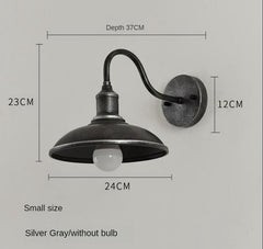HEIKESZ Loft Vintage Industrial Style Pot Cover Wall Lamp American Simple Iron Wall Lamp Aisle Corridor Warehouse Balcony Dining-Room Lamp LED Light for Bedroom Night Aesthetic Room Lamp