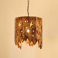 HEIKESZ American Retro Industrial Style Restaurant Coffee Shop Pub Bar Creative Wood Chandelier Cross-Border Solid Wood Bamboo Artwork Lamps LED Light for Bedroom Night Aesthetic Room Lamp