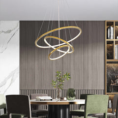 HEIKESZ LED Circle Chandelier Modern Minimalist Toroidal Design for Living Room Dining Room Bar Stair Light Duplex Building Warm Room Lamps244