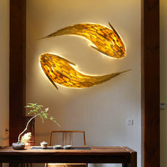 HEIKESZ Fish wall lamp Japanese club decorative carp lamp Chinese dining restaurant wall lamp retro art decorative wall lamp light fixtures for celling lights