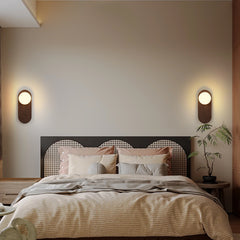 HEIKESZ Medieval style bedroom bedside wall lamp modern minimalist creative retro walnut background wall corridor led lamp