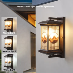HEIKESZ New Chinese-style exterior wall wall lamp, garden villa terrace gate, retro Fu character outdoor waterproof simple garden lamp