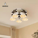 HEIKESZ French Vintage Ceiling Light Creamy Corridor Porch Modern Minimalist Ceramic Wall Lamp for Bedroom