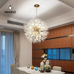 HEIKESZ Dandelion Fireworks Chandelier Crystal Dining Room Light Modern Minimalist Bedroom Bar Clothing Store Window