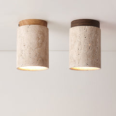 HEIKESZ Yellow Cave Stone Lamp Japanese Style Wooden Wabi Sabi Ceiling Light Retro Medieval Cream Wind Porch Balcony Corridor Aisle LED Light for Room