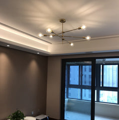 HEIKESZ Nordic Style Living Room Lamp Amazon Cross-Border American Golden Creative Dining Room Bedroom Study Led Wrought Iron Rod-Type Chandelier LED Light for Bedroom Night Aesthetic Room Lamp