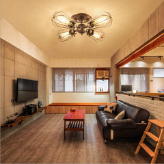 HEIKESZ LOFT Industrial Style Iron Ceiling Light Guest Restaurant Retro Iron Net Pot Cover Bar Counter Balcony Aisle American Creative Light LED Light for Bedroom Night Aesthetic Room Lamp