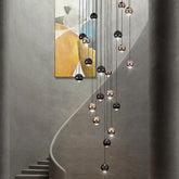 HEIKESZ Luxury Crystal Rotating Staircase Chandelier Modern Minimalist LED Ceiling Light for Living Room Dining Kitchen Bedroom