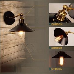 HEIKESZ American Retro Industrial Wind Wall Lamp Creative Lampshade Wall Lamp Restaurant Coffee Shop Aisle Light Adjustable Angle Wall Lamp LED Light for Bedroom Night Aesthetic Room Lamp