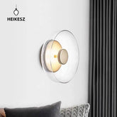HEIKESZ Nordic postmodern wall lamp bedroom bedside living room background wall creative designer hotel simple medieval glass lamp light fixtures for celling light
