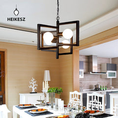 HEIKESZ Korean LOFT Industrial Style Square Tube Chandelier Personalized Dining Room Iron Droplight Creative Living Room Art Chandelier american style retro outdoor indoor retro bedroom lamp american-style Industrial wind
