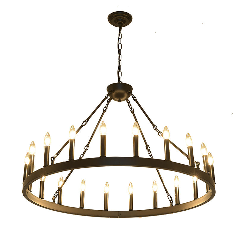 HEIKESZ Farmhouse Industrial Country Black Wheel Chandelier Roundhouse Dining Room Bedroom Hall Living Room Chandelier