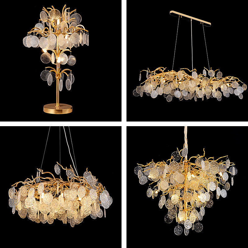 HEIKESZ Modern Minimalist Aluminum Glass Chandelier Nordic Style for Living Room Dining Room Bedroom Villa Lighting