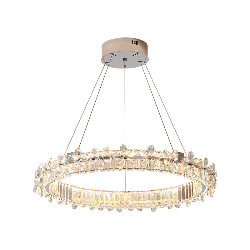 HEIKESZ Bedroom modern light luxury living room lamp designer creative warm flower crystal chandelier art round dining room lamp light fixtures for celling lights