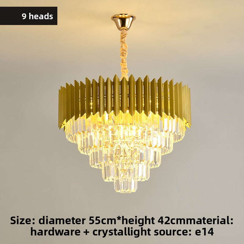 Modern Nordic Crystal Ceiling Light Luxury Round Chandelier for Living Room Bedroom Dining Hall Villa Simple Elegant Atmosphere
