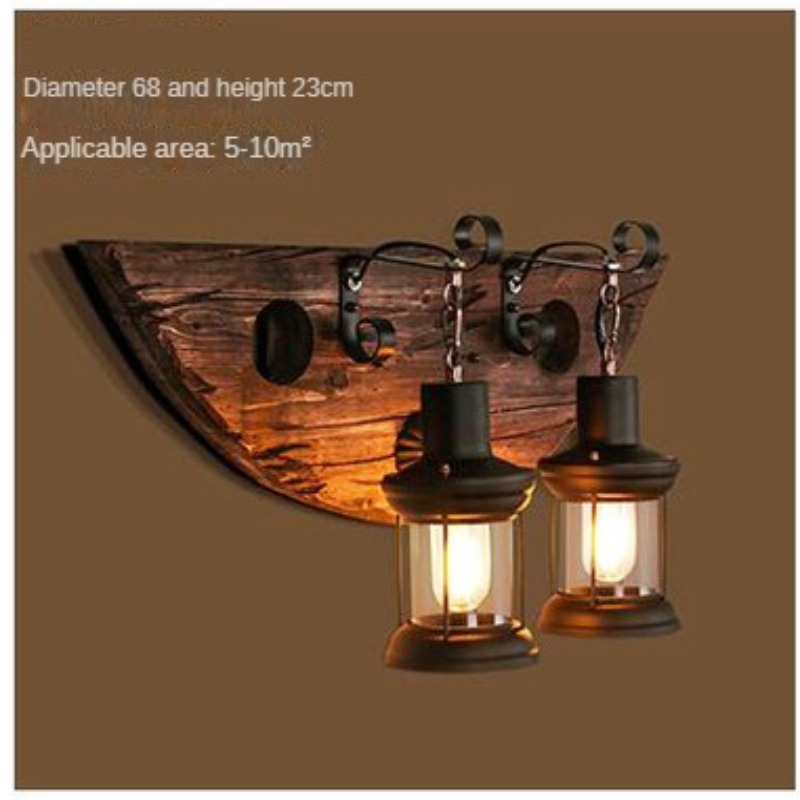HEIKESZ American Retro Balsa Boat Wood Wall Lamp Dining Room Coffee Shop Light Loft Industrial Style Creative Bar Aisle Nostalgic Lamp LED Light for Bedroom Night Aesthetic Room Lamp