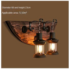 HEIKESZ American Retro Balsa Boat Wood Wall Lamp Dining Room Coffee Shop Light Loft Industrial Style Creative Bar Aisle Nostalgic Lamp LED Light for Bedroom Night Aesthetic Room Lamp