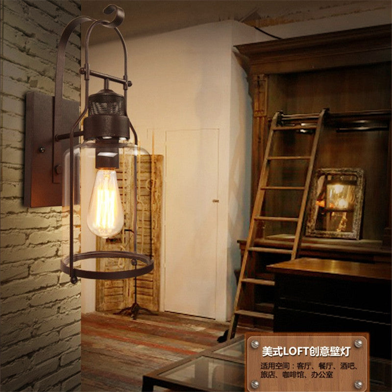 HEIKESZ Retro Industrial Style Wall Lamp Coffee Shop Hotel Bar Counter Guest Restaurant Ideas Exclusive for Cross-Border Special Indoor Glass Lamp LED Light for Bedroom Night Aesthetic Room Lamp