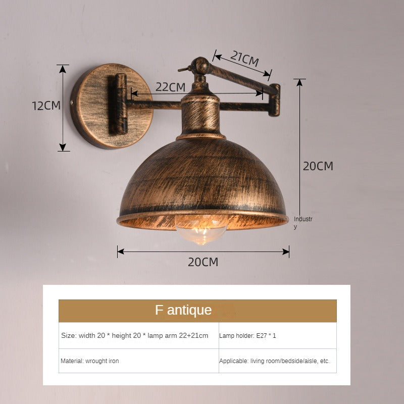 HEIKESZ In Chinese Antique Style Rocker Arm Wall Lamp Bedroom Bedside Lamp Retractable Folding Study Reading Lamp in the Living Room American Standard European Standard Wall Lamp
