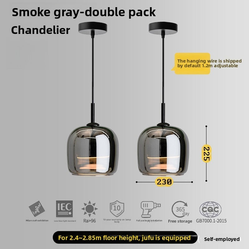 HEIKESZ Modern Minimalist Ceiling Light Bedroom Pendant Lamp Creative Luxury Glass Chandelier for Dining Room and Bedside