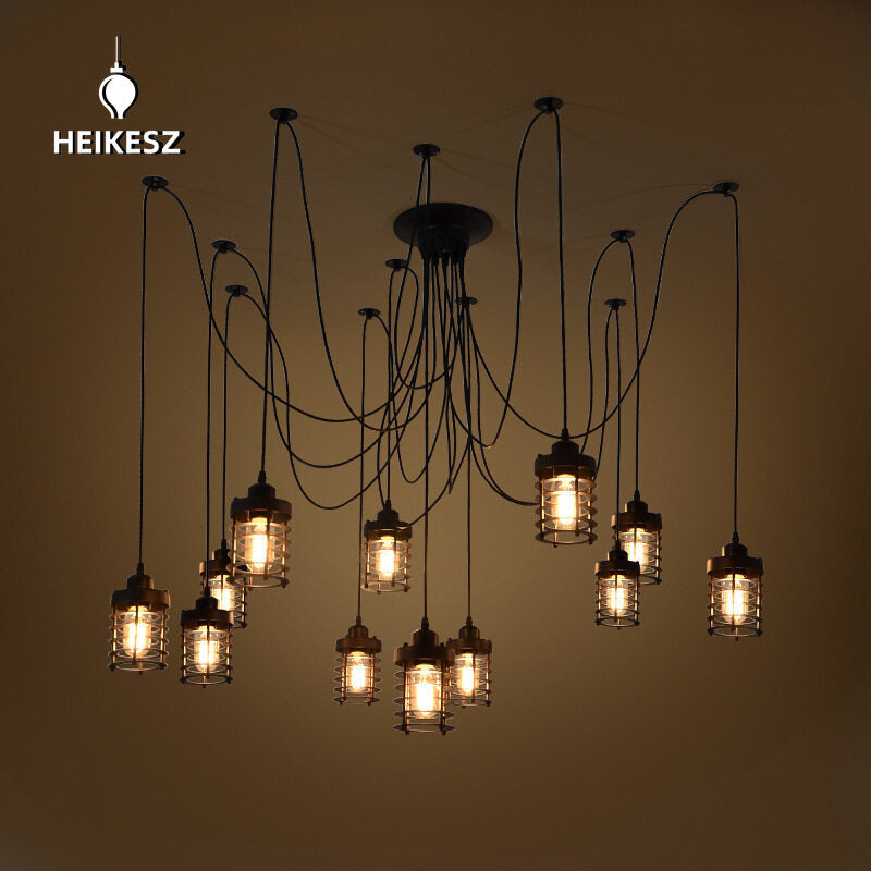 HEIKESZ Flat Iron Frame Fairy Loose Flower Chandelier Retro American Industrial Lamp Personality DIY Starry Art Chandelier american style retro outdoor indoor retro bedroom lamp american-style Industrial wind