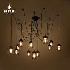 HEIKESZ Flat Iron Frame Fairy Loose Flower Chandelier Retro American Industrial Lamp Personality DIY Starry Art Chandelier american style retro outdoor indoor retro bedroom lamp american-style Industrial wind