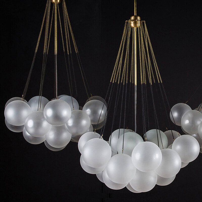 Nordic Light Luxury Glass Ball Chandelier Lamp in the Living Room Bedroom Light Model Room Lamp Clothing Store Modern Minimalist Dining Chandelier