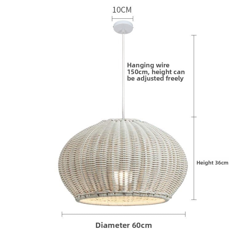 HEIKESZ Chinese Style Outdoor Ceiling Light Rattan Pendant Lamp for Garden Villa Courtyard Restaurant Farmhouse Landscape Lighting