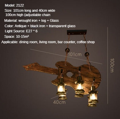 HEIKESZ American Retro Industrial Style Restaurant Coffee Shop Boat Wooden Chandelier Creative Bar Restaurant Box Nostalgic Wood Lamps LED Light for Bedroom Night Aestitic Room Lamp