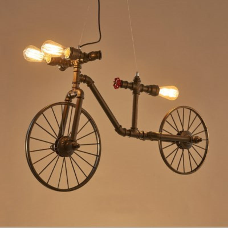 HEIKESZ Nordic wrought iron retro bedroom restaurant bar industrial style creative personalized bicycle water pipe chandelier wall lamp