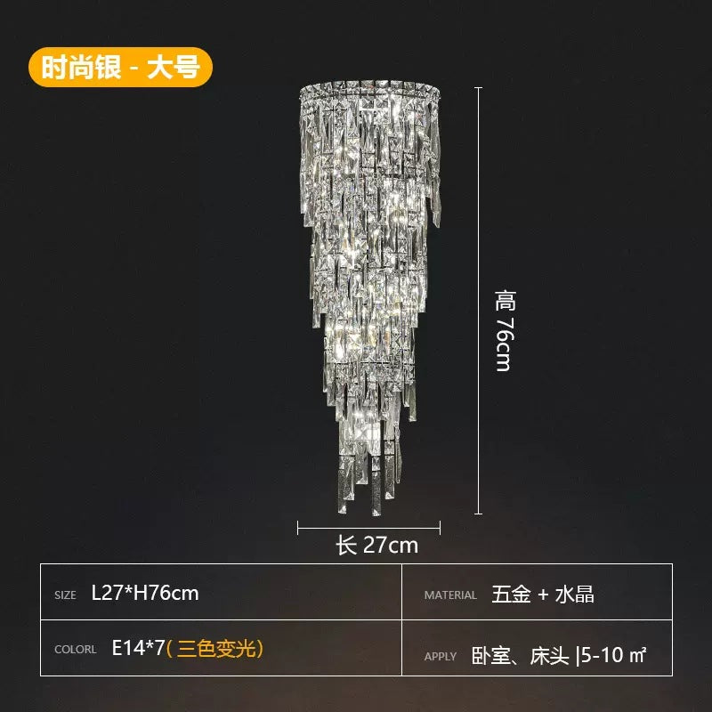 HEIKESZ Cross Border Luxury Crystal Wall Light Bedroom Nightstand Lamp French Sconce for Living Room Background Wall Ambience