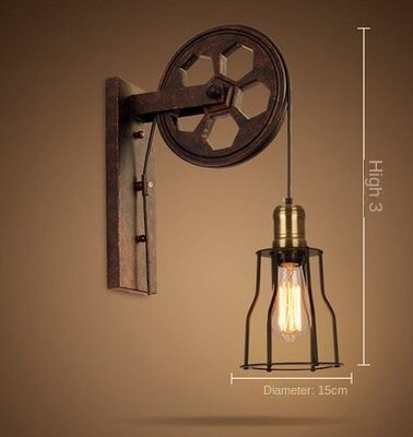 HEIKESZ 【One-year warranty, free shipping】LOFT Industrial Style Wall Lamp Restaurant and Cafe Leisure Bar Creative Pulley Lamp American Retro Bar Decoration Wall Lamp
