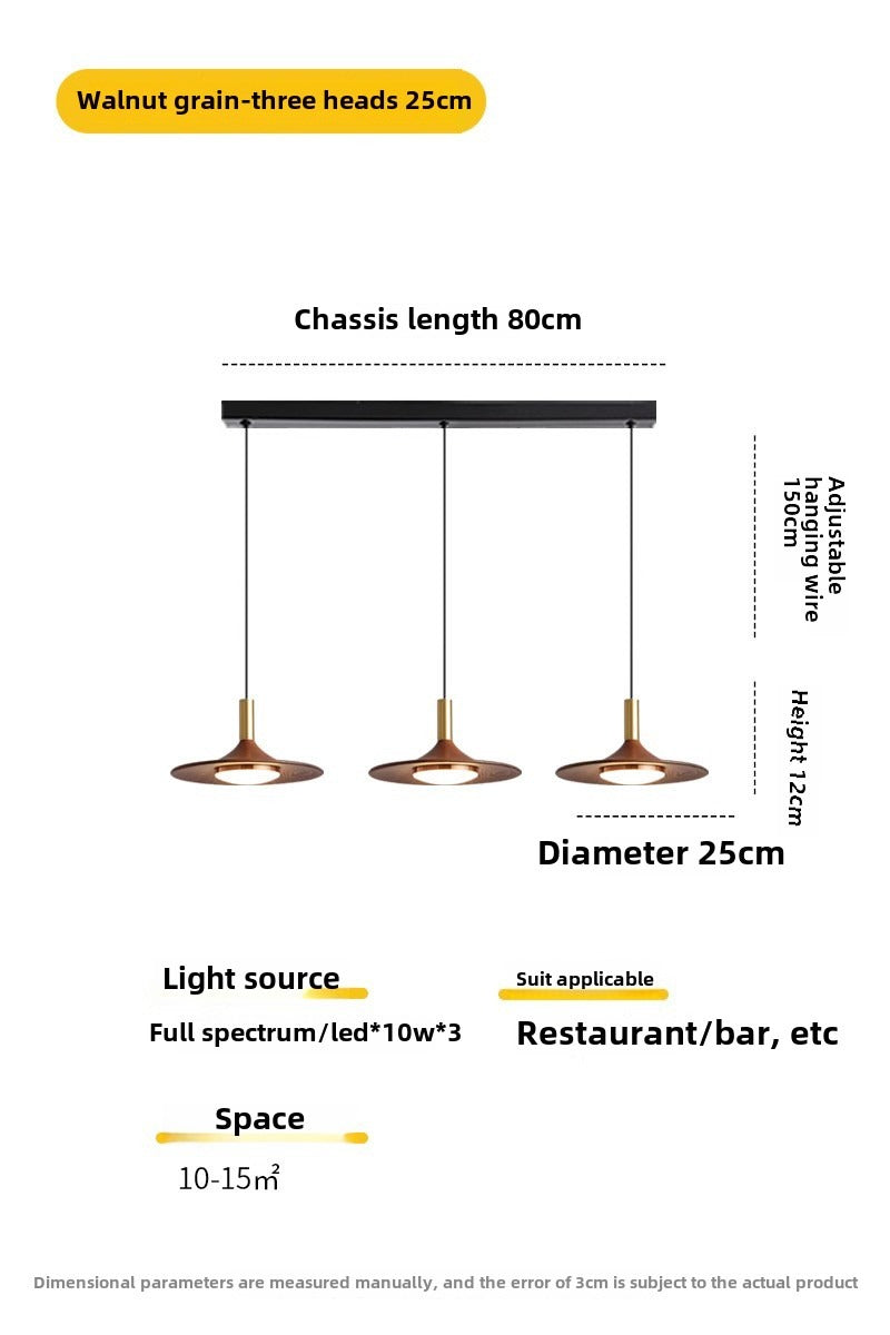 HEIKESZ Chinese antique restaurant chandelier retro flying saucer light bar counter Japanese wabi-sabi walnut color sleeping tea room dining table three-head lamp light fixtures for celling light