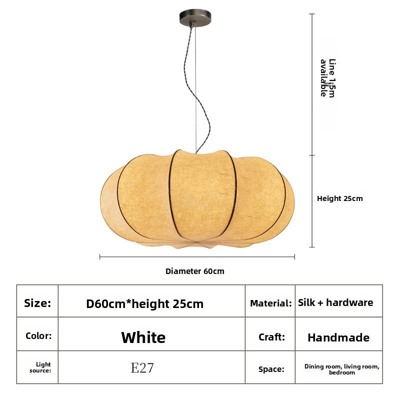 HEIKESZ Silk dining room chandelier simple creative living room hall light advanced feeling cream wind bedroom study stairs pumpkin lamp light fixtures for celling light