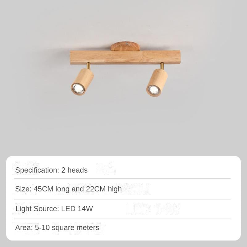 HEIKESZ New Chinese Japanese Style Solid Wood Spotlight Log Living Room Bedroom Headless Lamp TV Background Wall Open Mounted Ceiling Light