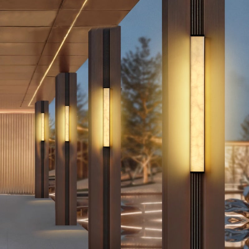 HEIKESZ New Chinese Outdoor Wall Lamp Stainless Steel Scagliola Strip Villa Courtyard Gate Outdoor Waterproof Wall Lamp Lamps for Living Room Light Fixtures for Celling Lights