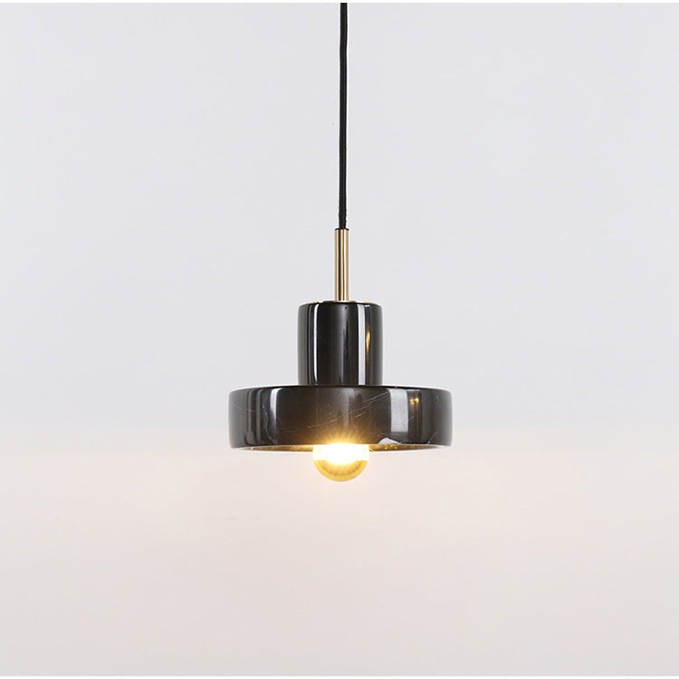 HEIKESZ Modern Single Three Head Small Droplight Nordic Brass Marble Planet Chandelier for Bedroom Living Room Decor