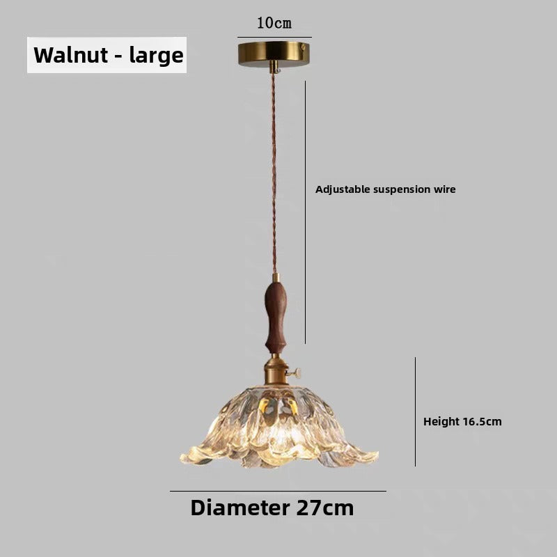 Vintage Pendant Light Mid Century Modern Bedroom Ceiling Lamp Walnut Wood Retro Wabi Sabi Japanese Style Cream Aesthetic Dining Room Corridor Hanging Light