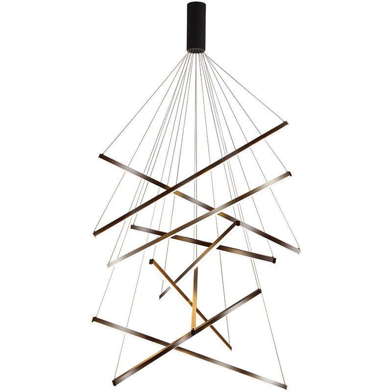 HEIKESZ 110V cross-border duplex staircase chandelier simple modern villa empty living room minimalist creative long line lighting Attic ceiling chandelier stairs led line light living room dining room nordic chandelier modern hanging chandelier