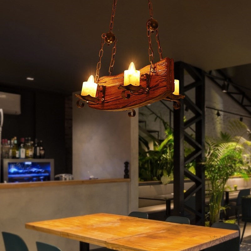 HEIKESZ Retro boat wood chandelier industrial style American restaurant wine bar barber clothing store Internet cafe clear bar lamps