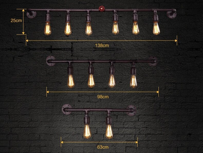 HEIKESZ Retro Industrial Iron Bedside Wall Lamp American Country Wall Water Pipe Lamp Hotel Creative Wall Lamp american style retro outdoor indoor retro bedroom lamp american-style Industrial wind