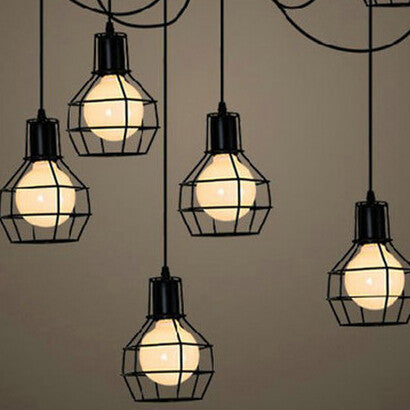 HEIKESZ Fairy Loose Flower Chandelier Creative American Country Iron Droplight Iron Cage Industrial Style Simple Multi-Head american style retro outdoor indoor retro bedroom lamp american-style Industrial wind