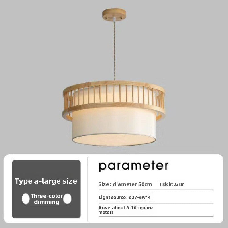 HEIKESZ Nordic Solid Wood Pendant Light for Restaurant Dining Room Japanese Style Bedroom Ceiling Lamp with Hanging Wire