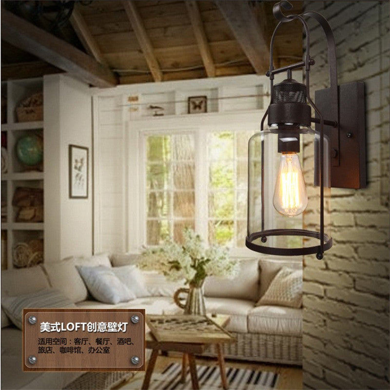 HEIKESZ Retro Industrial Style Wall Lamp Coffee Shop Hotel Bar Counter Guest Restaurant Ideas Exclusive for Cross-Border Special Indoor Glass Lamp LED Light for Bedroom Night Aesthetic Room Lamp