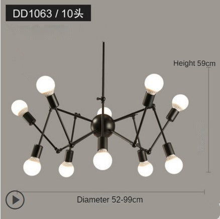 HEIKESZ Industrial Style Spider Chandelier Creative Personality Art Lamps Simple Retro Living Room Clothing Store Nordic Iron Droplight LED Light for Bedroom Night Aesthetic Room Lamp