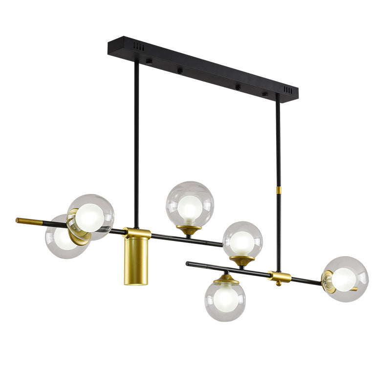 HEIKESZ Nordic Glass Ball Chandelier Post Modern Art LED Magic Bean Molecular Lamp for Restaurant Strip Lighting